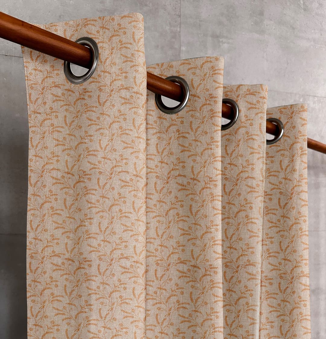 Orange Fern Bloom Curtain