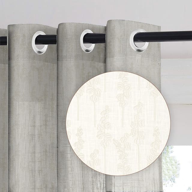 Misty Leaf Beige Sheer Curtain