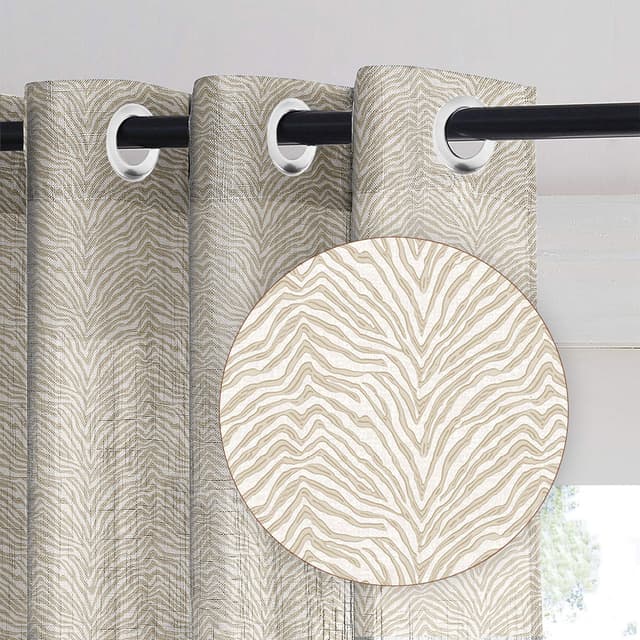Zebra Drift Beige Sheer Curtain