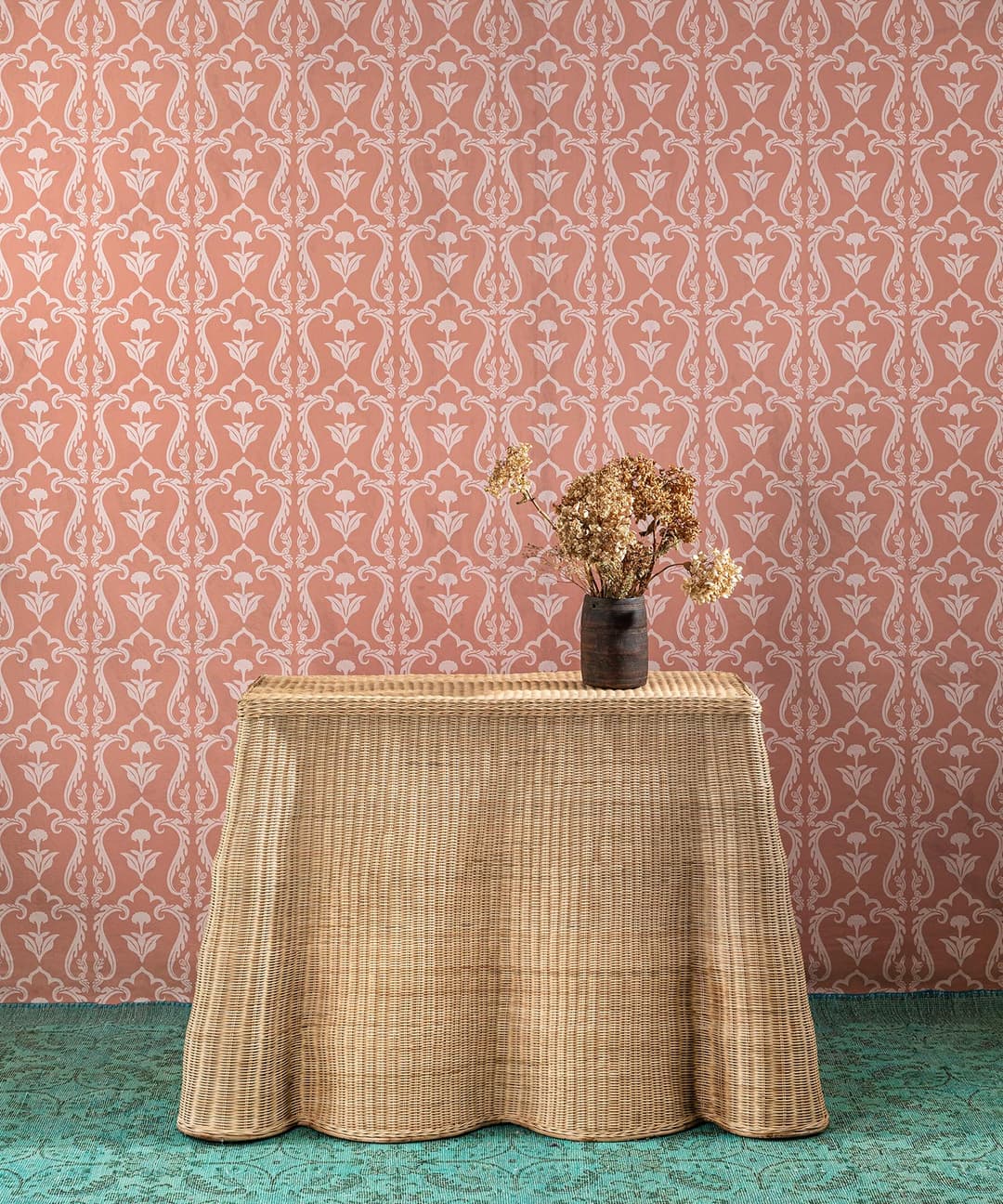 Terracotta Mughal Damask Wallpaper