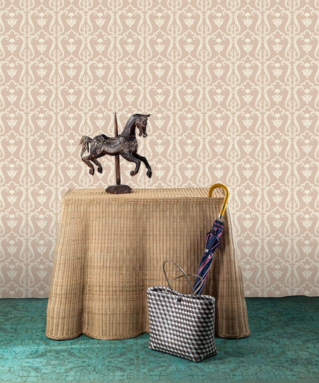 Beige Mughal Damask Wallpaper
