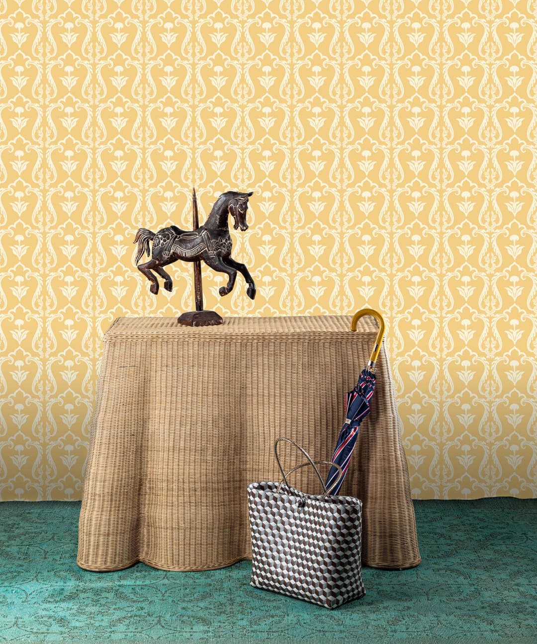 Golden Mughal Damask Wallpaper
