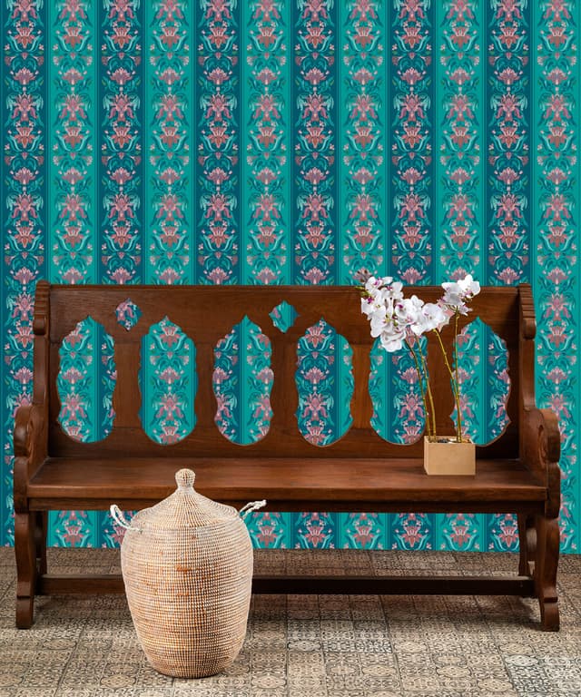 Mughal Teal Wallpaper