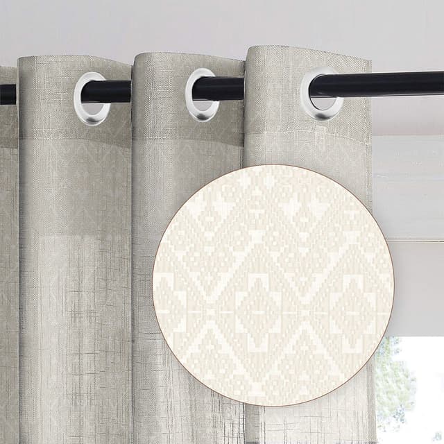 Aztec Beige Sheer Curtain