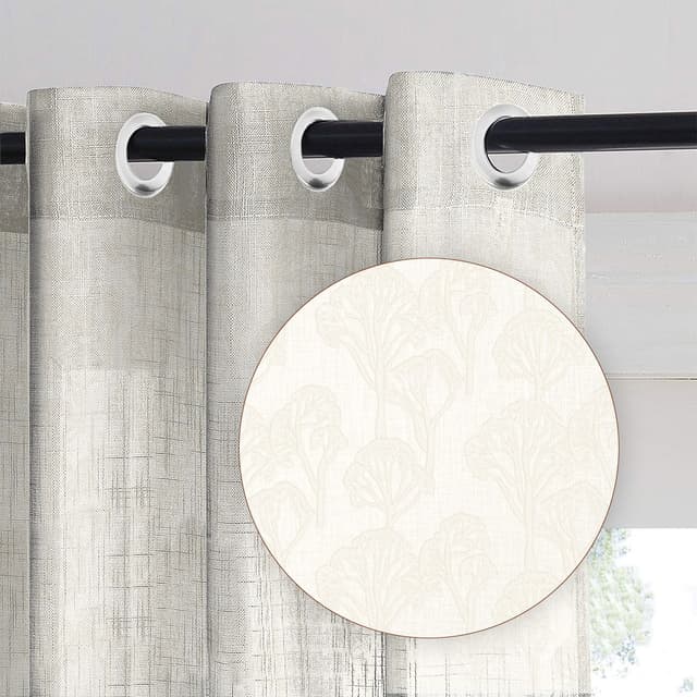 Tranquil Grove Beige Sheer Curtain
