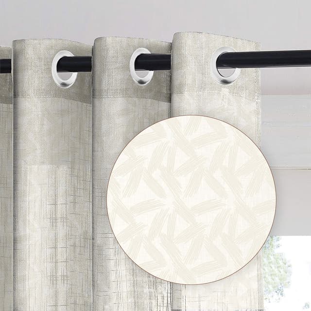 Brushstroke Weave Beige Sheer Curtain