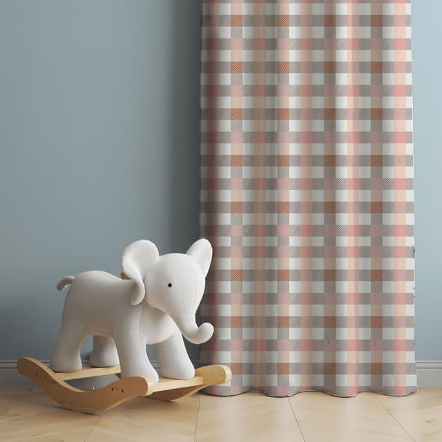 Blush Check Cotton Curtain