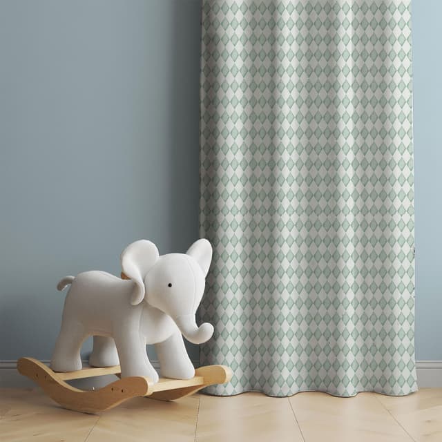 Mint Diamond Cotton Curtain