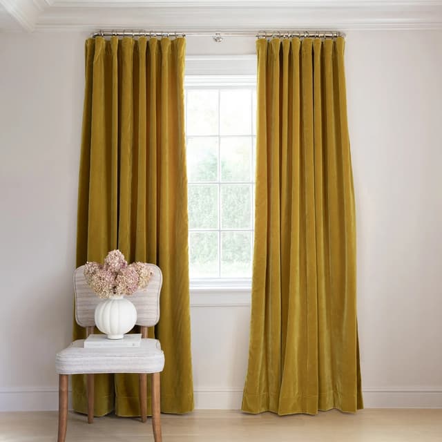 Mustard Velvet Window Curtains