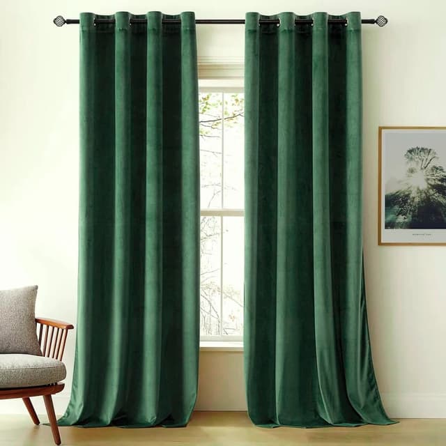 Dark Green Velvet Curtains
