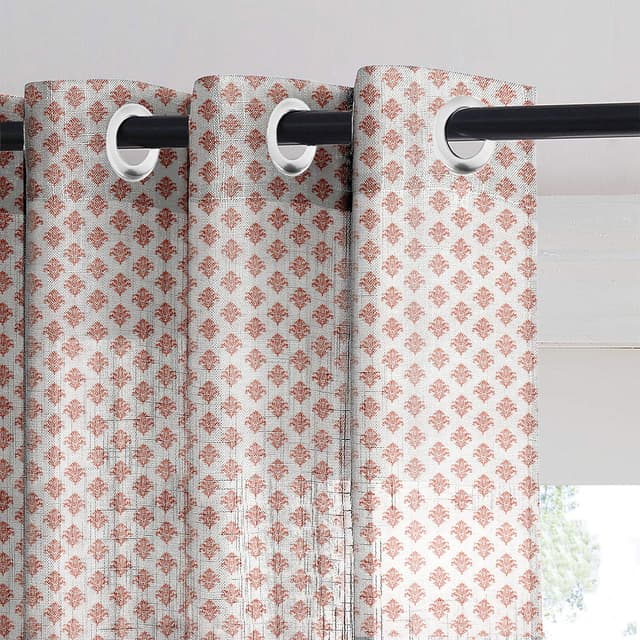Terracotta Damask Sheer Curtain
