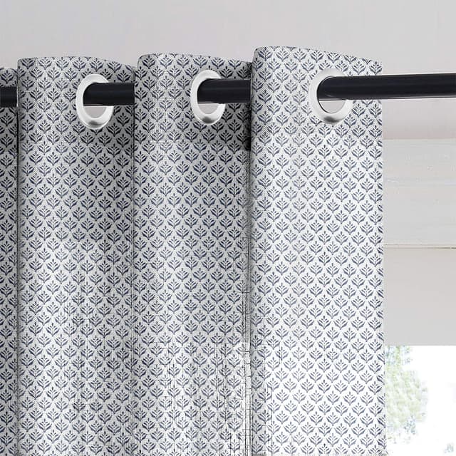 Indigo Bloom Sheer Curtain