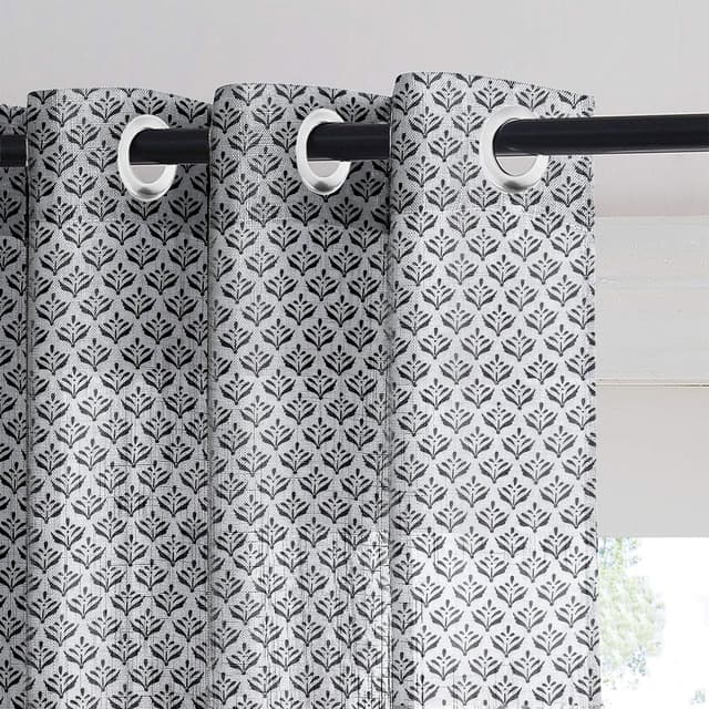 Charcoal Bloom Sheer Curtain