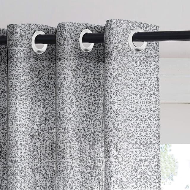 Charcoal Vine Sheer Curtain