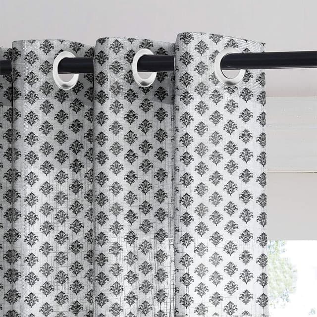 Charcoal Damask Sheer Curtain