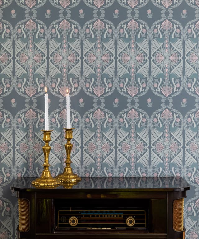 Peacock Sage Damask Wallpaper