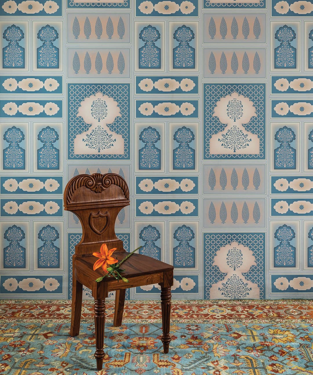 Sheesh Mahal Elegance in Royal Blue Wallpaper