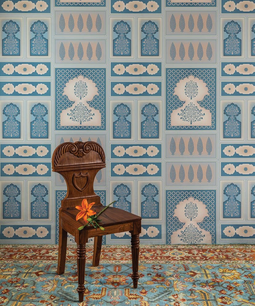 Sheesh Mahal Elegance in Royal Blue Wallpaper