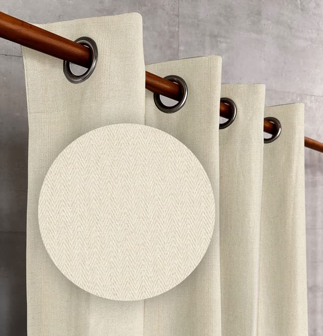 Woven Cream Herringbone Drapes