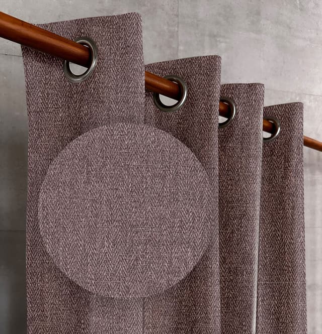Plum Ash Herringbone Drapes