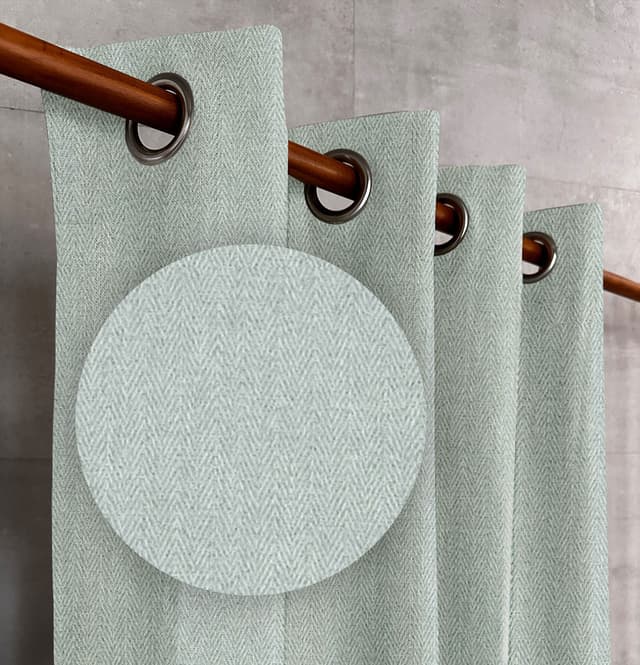 Mint Grey Herringbone Drapes