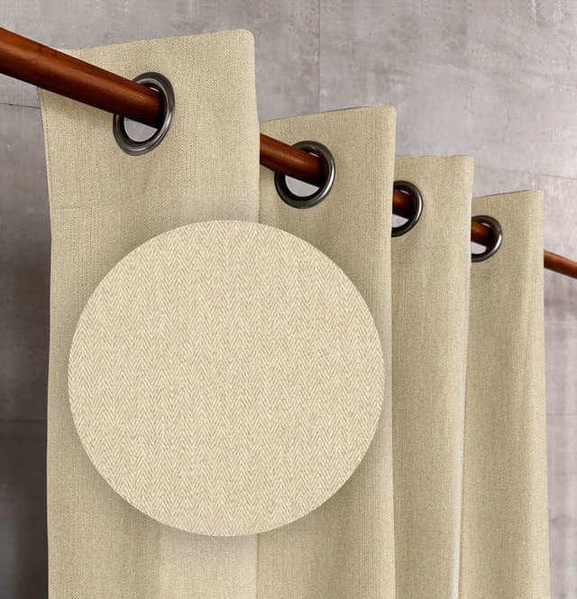 Soft Beige Herringbone Drapes