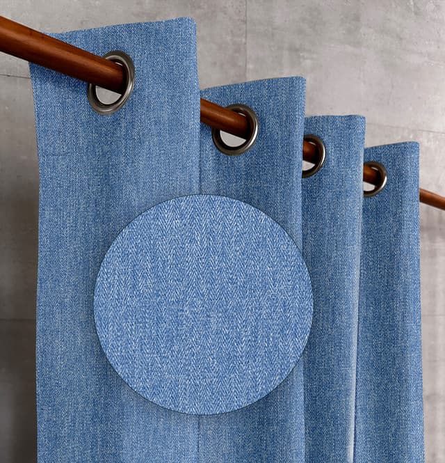 Azure Bloom Herringbone Drapes