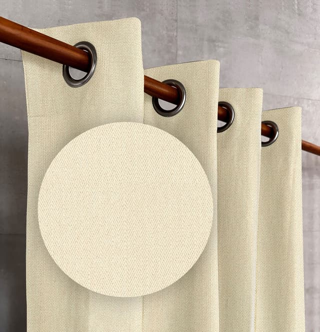 Almond Cream Herringbone Drapes
