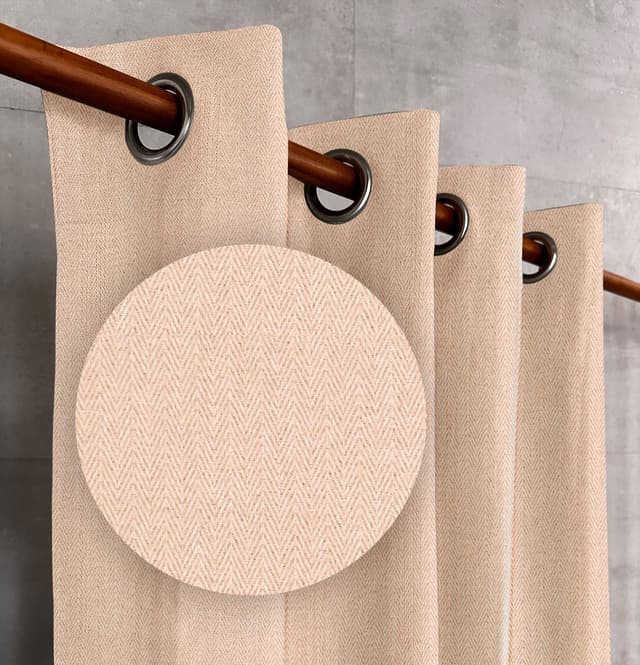 Blush Beige Herringbone Drapes