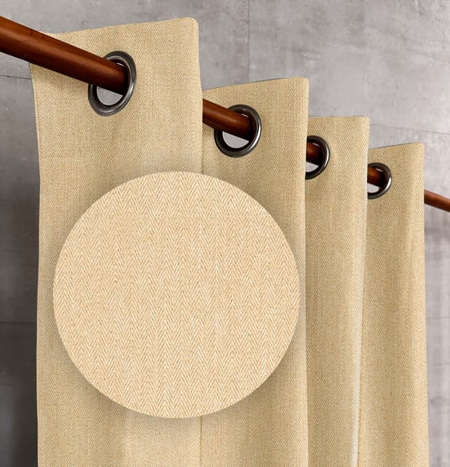 Honey Beige Herringbone Drapes
