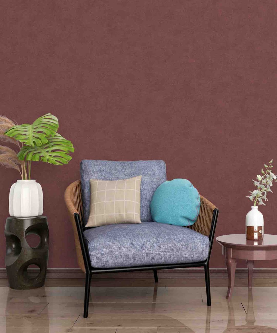 Burnished Mahogany Stucco Wallpaper