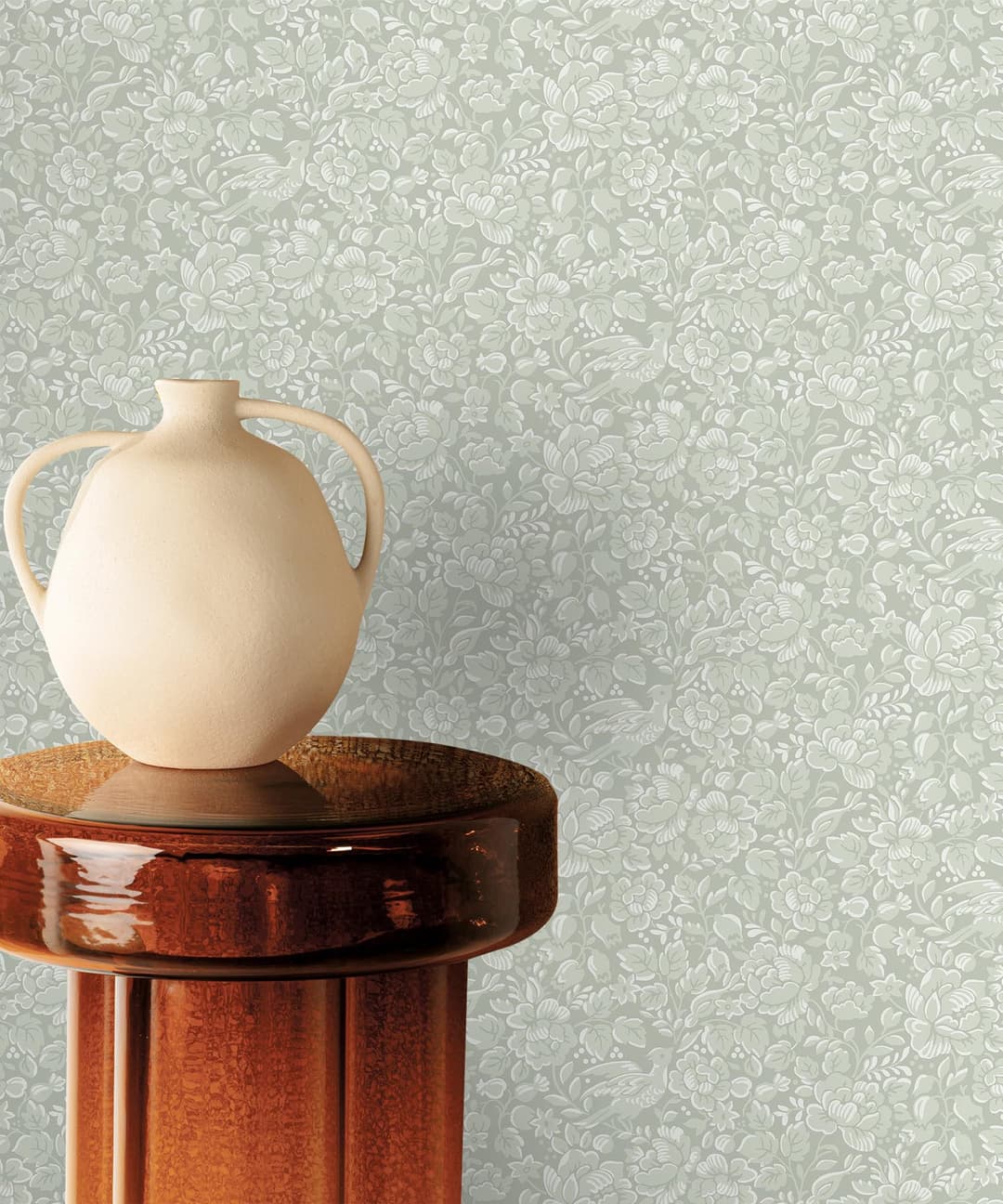Misty Sage Floral Elegance Wallpaper