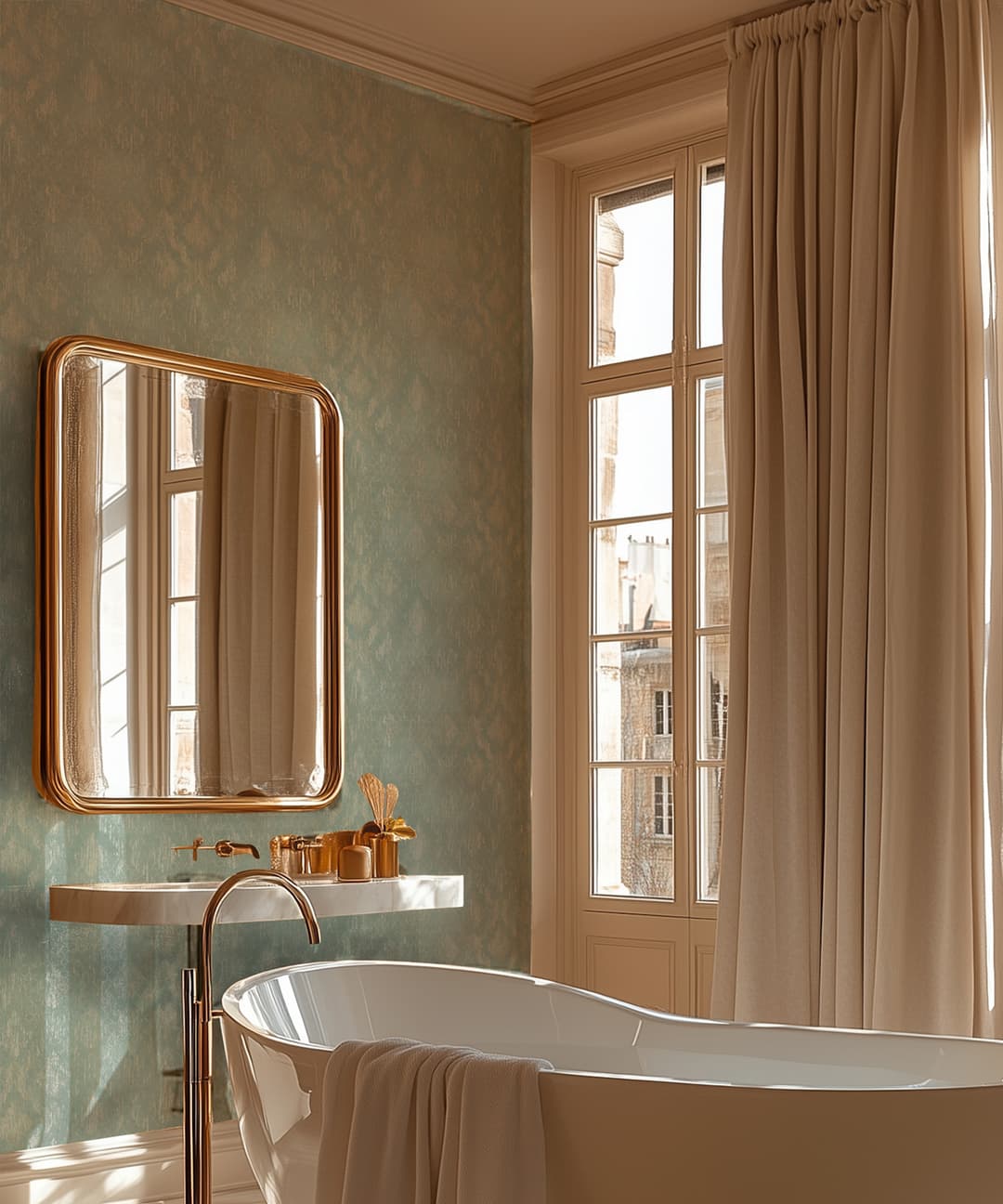 Mint Gold Motif Wallpaper