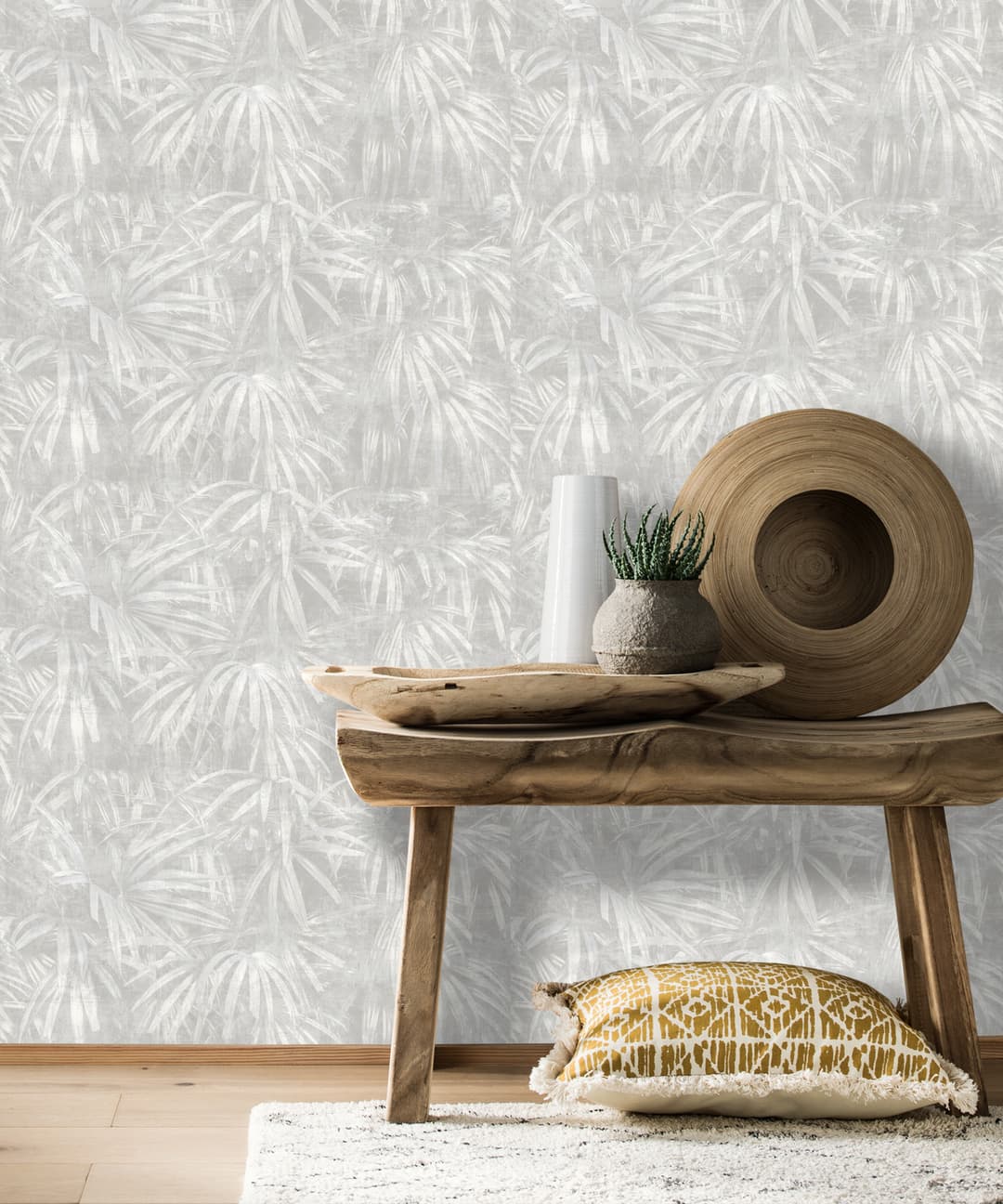 Soft Leaf Grey Wallpaper