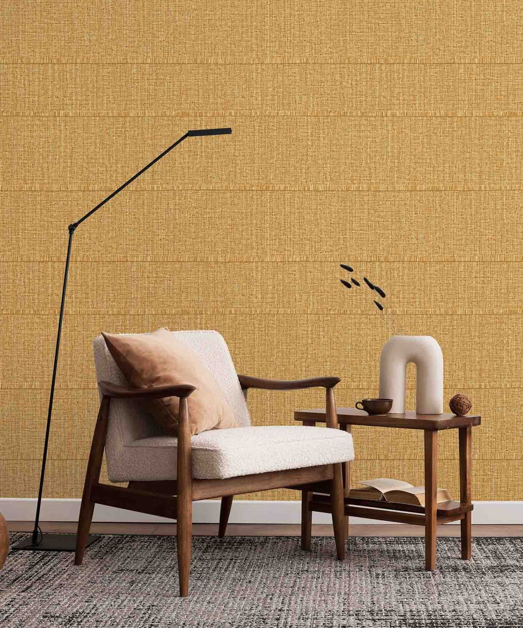 Amber Stitch Stripe Wallpaper