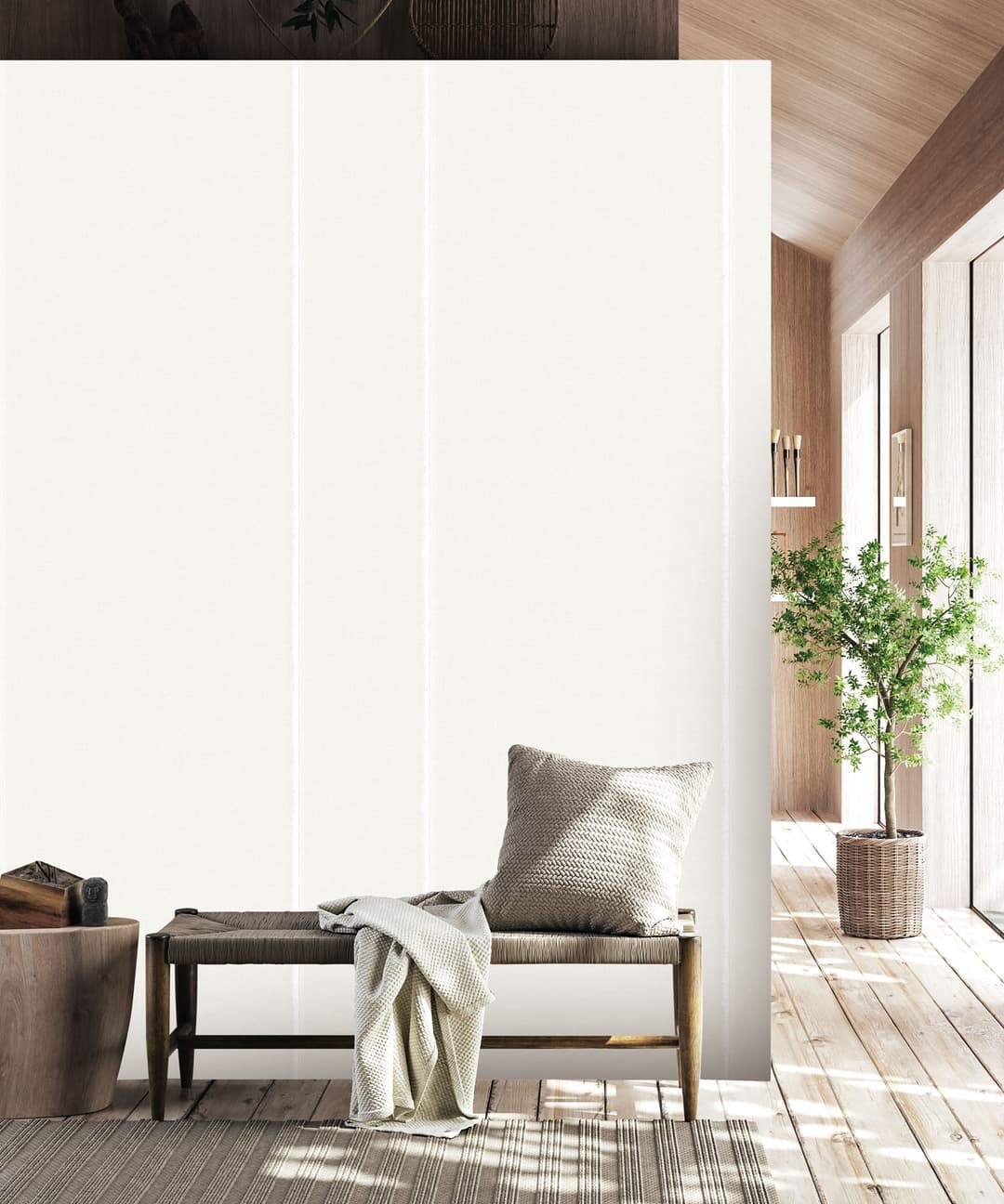 White Canvas Stripe Wallpaper