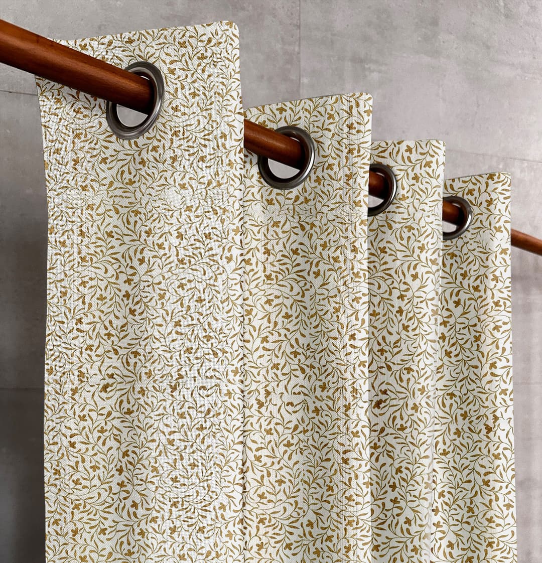 Soft Gray Fern Flow Curtain