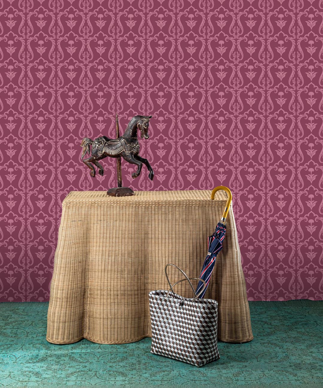 Teal Mughal Damask Wallpaper