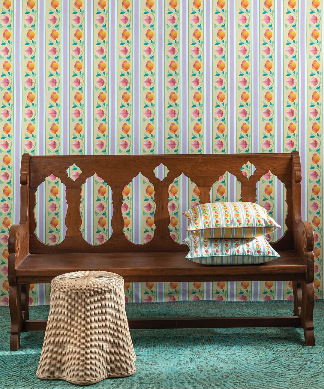 Rajbari Trellis in Pastel Mint Wallpaper
