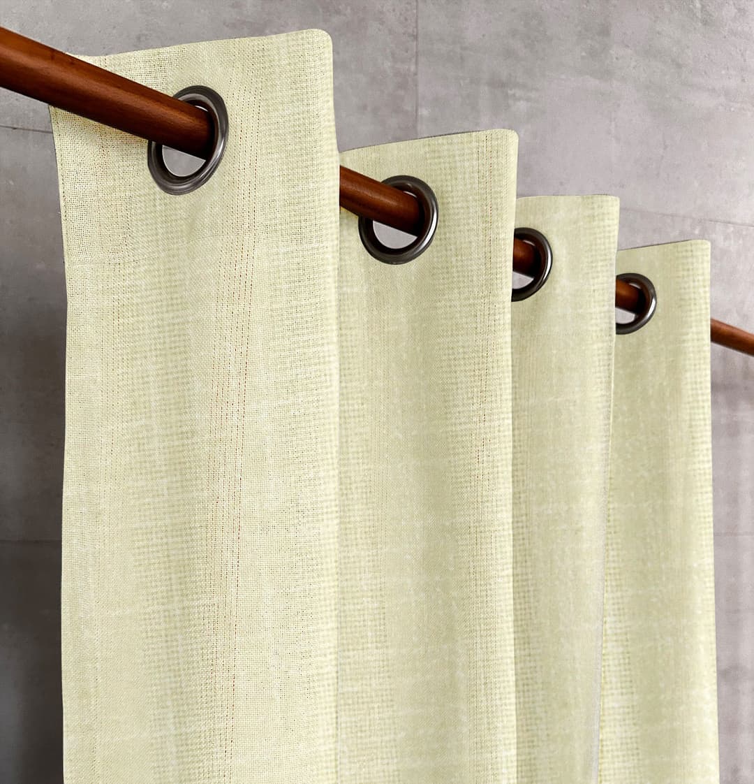 Beige Harmony Pure Linen Curtains – A warm beige hue with a delicate grid pattern.