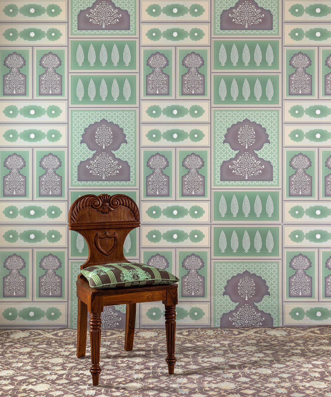 Sheesh Mahal Elegance in Mint Green Wallpaper