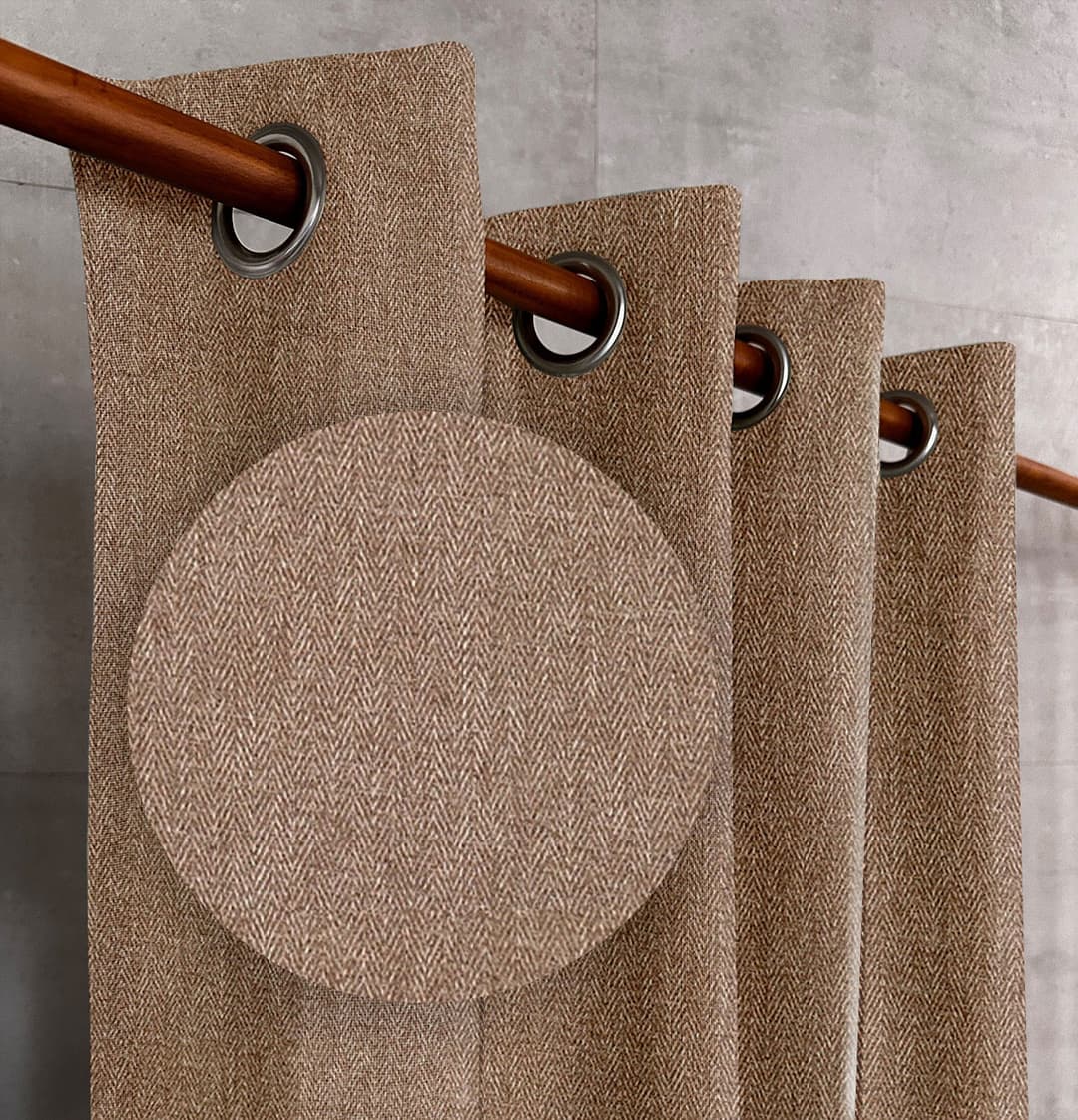 Cocoa Brown Herringbone Drapes