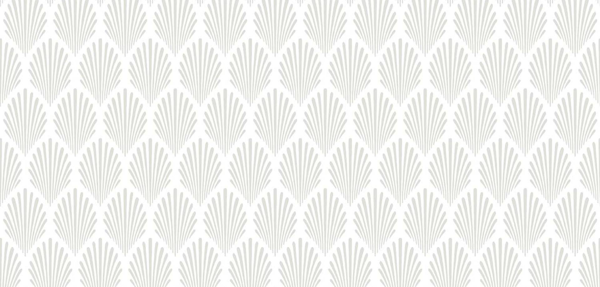 Pearl White Art Deco Scallop Wallpaper
