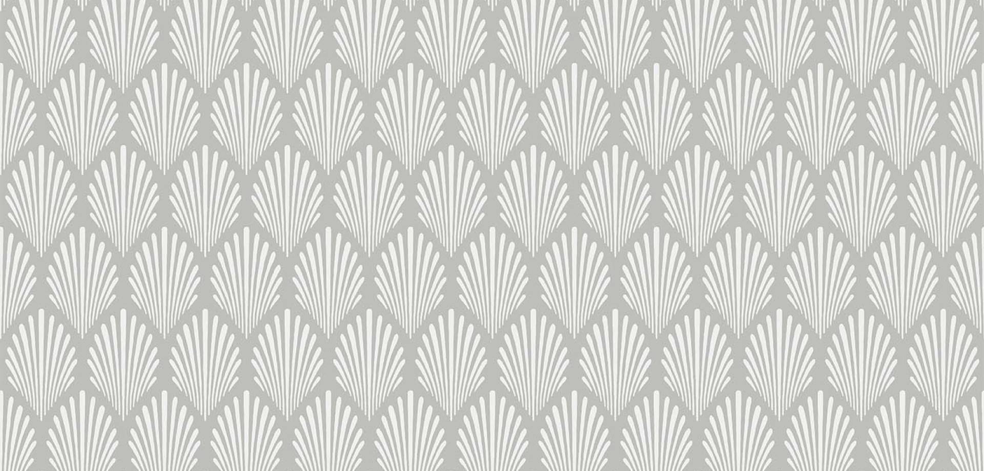 Dove Grey Art Deco Scallop Wallpaper
