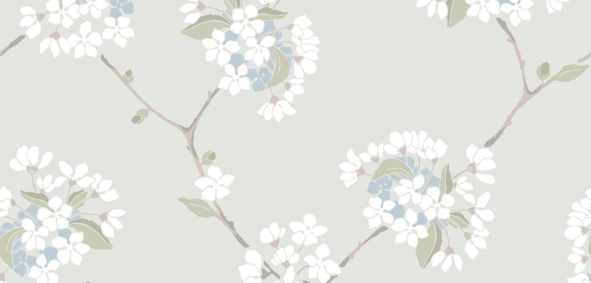 Mist Blue Cherry Blossom Wallpaper