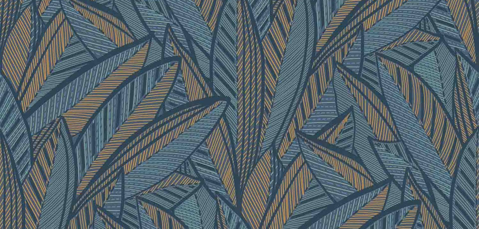 Midnight Azure Leaf Wallpaper