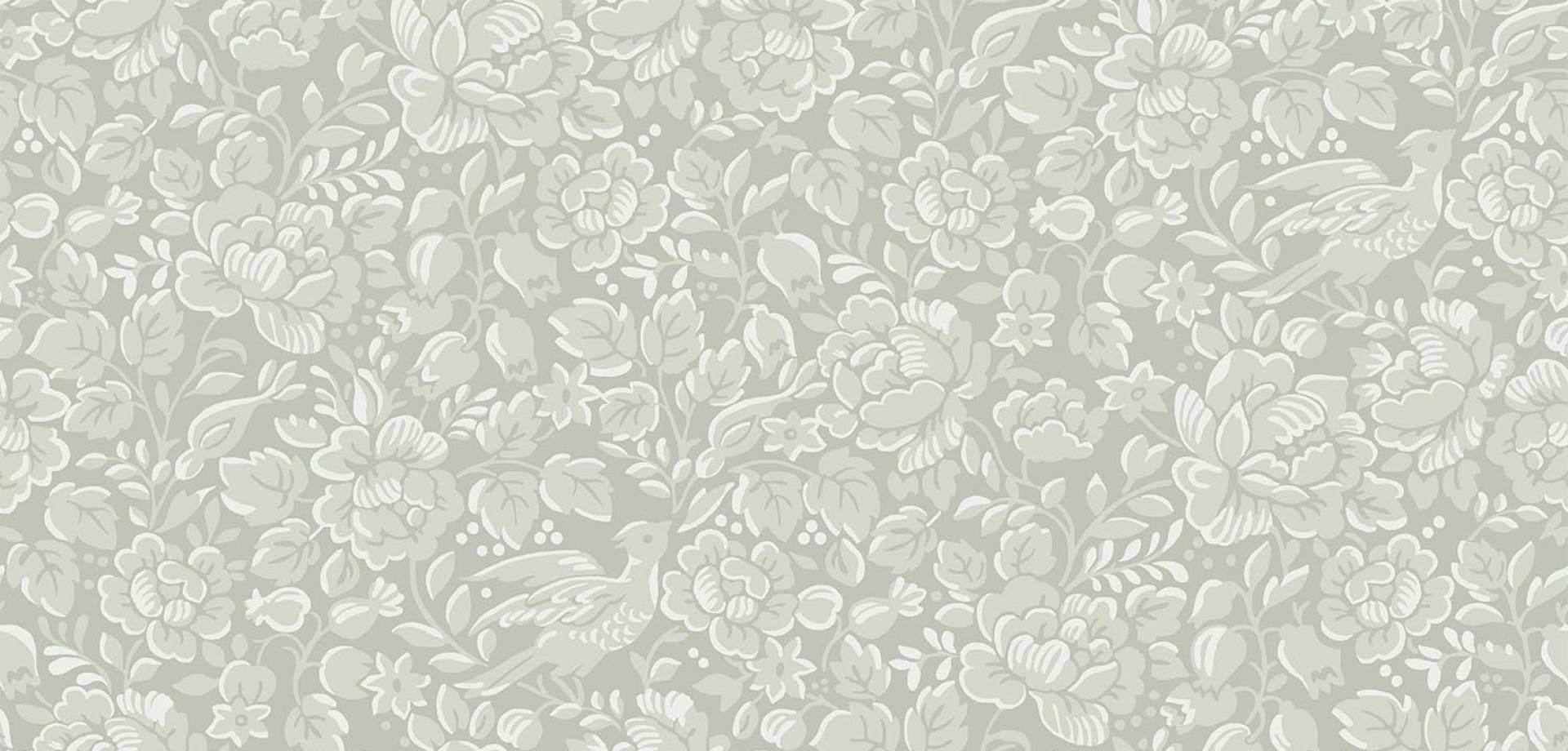 Misty Sage Floral Elegance Wallpaper