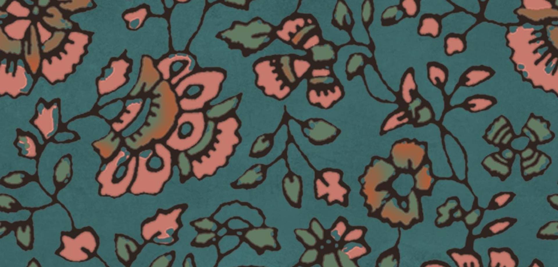 Gulbaan Teal Bloom Wallpaper
