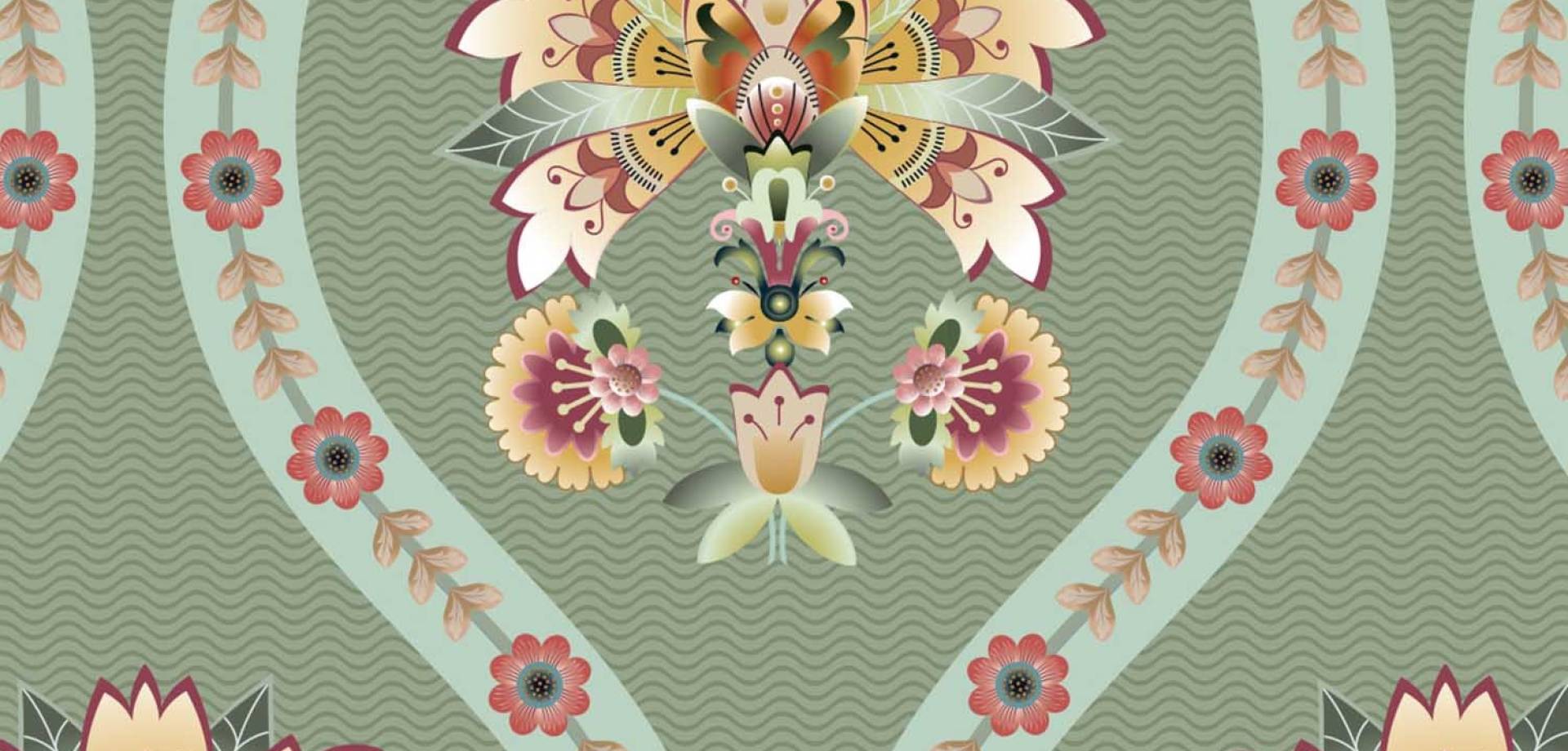 Sage Bloom Cascade Wallpaper