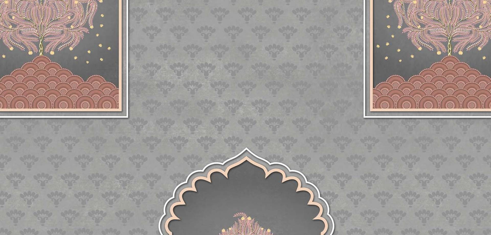 Smoky Grey Blossom Arch Wallpaper